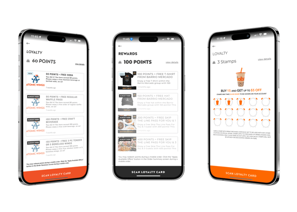Toast and Incentivio restaurant loyalty program on restaurant mobile app.